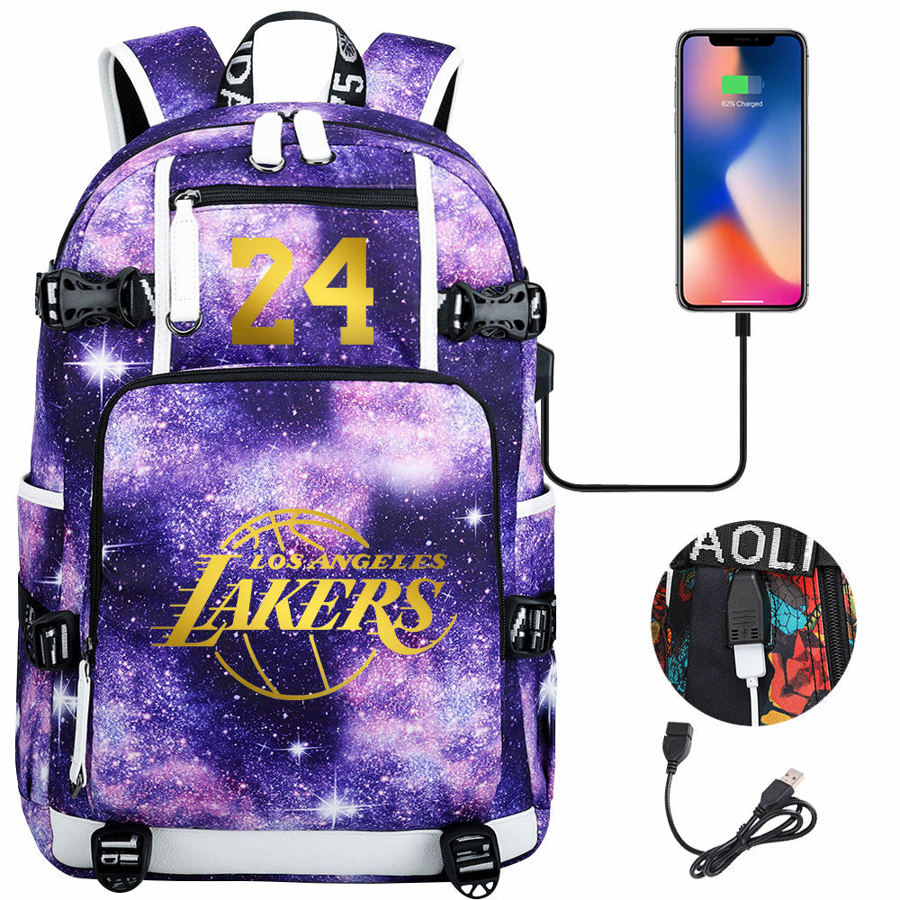 NBA Kobe Bryant NO.24 lakers Sac à dos Teen Boys Junior High School Student Trend Sac d'école de grande capacité Sac à dos de basket-ball de sport Sac à dos de grande capacité étanche sac à dos de voyage de loisirs