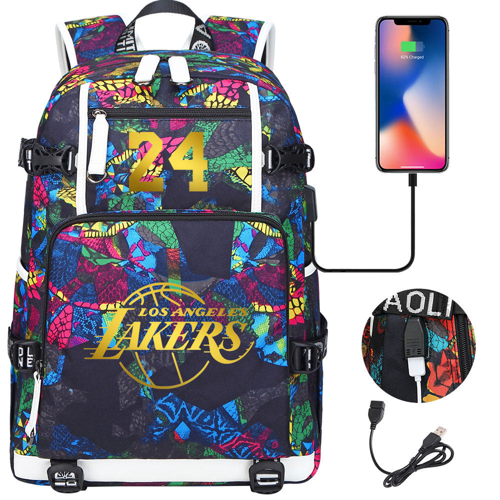 NBA Kobe Bryant NO.24 lakers Sac à dos Teen Boys Junior High School Student Trend Sac d'école de grande capacité Sac à dos de basket-ball de sport Sac à dos de grande capacité étanche sac à dos de voyage de loisirs