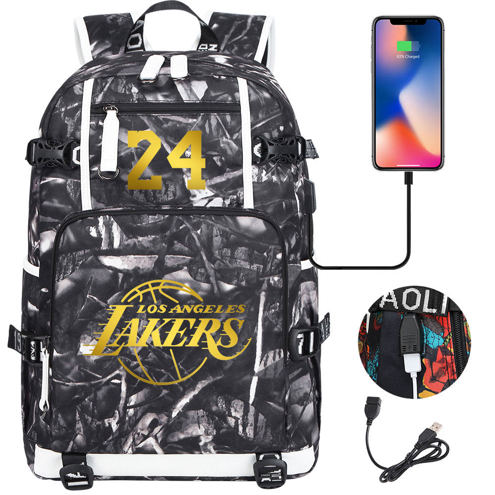 NBA Kobe Bryant NO.24 lakers Sac à dos Teen Boys Junior High School Student Trend Sac d'école de grande capacité Sac à dos de basket-ball de sport Sac à dos de grande capacité étanche sac à dos de voyage de loisirs