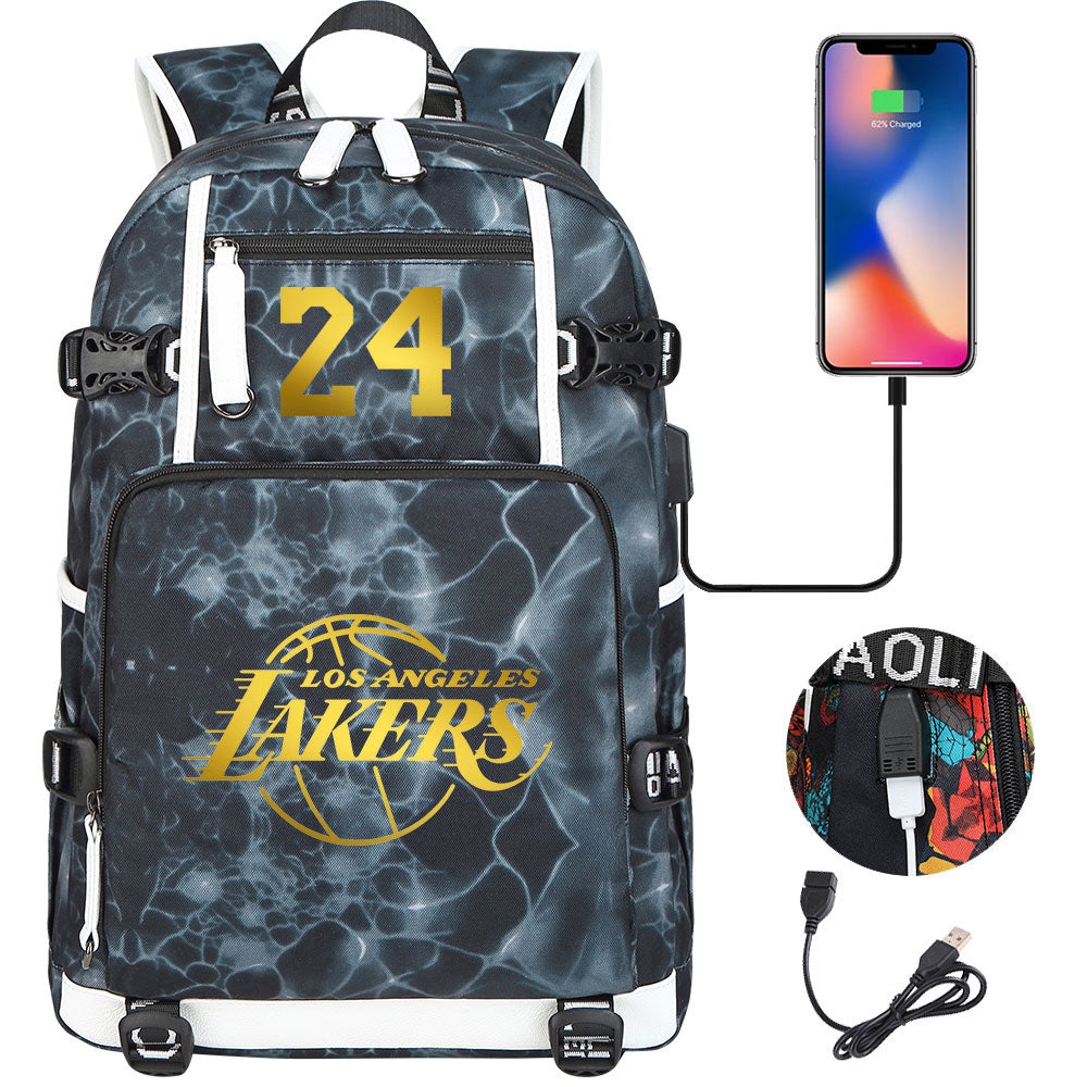 NBA Kobe Bryant NO.24 lakers Sac à dos Teen Boys Junior High School Student Trend Sac d'école de grande capacité Sac à dos de basket-ball de sport Sac à dos de grande capacité étanche sac à dos de voyage de loisirs