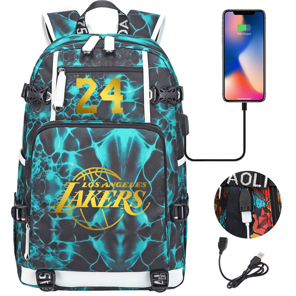 NBA Kobe Bryant NO.24 lakers Sac à dos Teen Boys Junior High School Student Trend Sac d'école de grande capacité Sac à dos de basket-ball de sport Sac à dos de grande capacité étanche sac à dos de voyage de loisirs