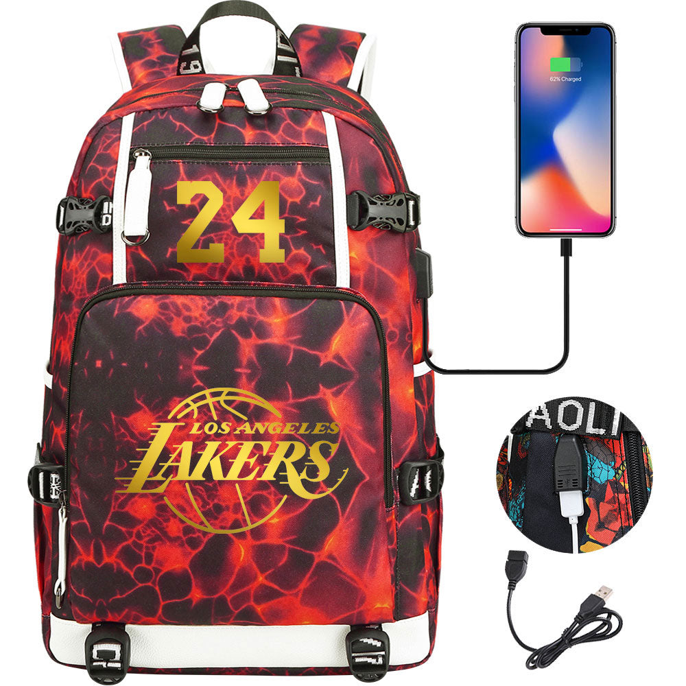 NBA Kobe Bryant NO.24 lakers Sac à dos Teen Boys Junior High School Student Trend Sac d'école de grande capacité Sac à dos de basket-ball de sport Sac à dos de grande capacité étanche sac à dos de voyage de loisirs