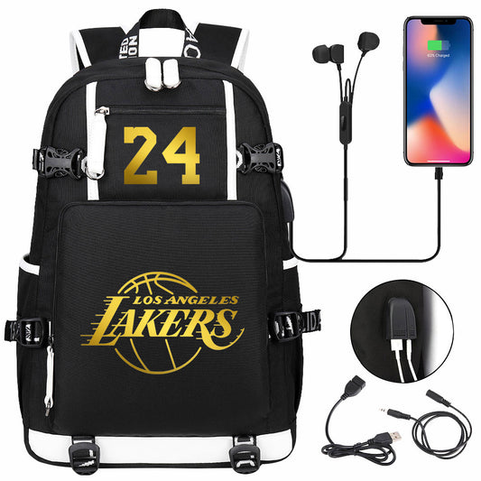 NBA Kobe Bryant NO.24 lakers Sac à dos Teen Boys Junior High School Student Trend Sac d'école de grande capacité Sac à dos de basket-ball de sport Sac à dos de grande capacité étanche sac à dos de voyage de loisirs