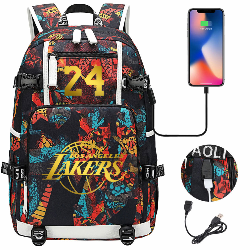 NBA Kobe Bryant NO.24 lakers Sac à dos Teen Boys Junior High School Student Trend Sac d'école de grande capacité Sac à dos de basket-ball de sport Sac à dos de grande capacité étanche sac à dos de voyage de loisirs