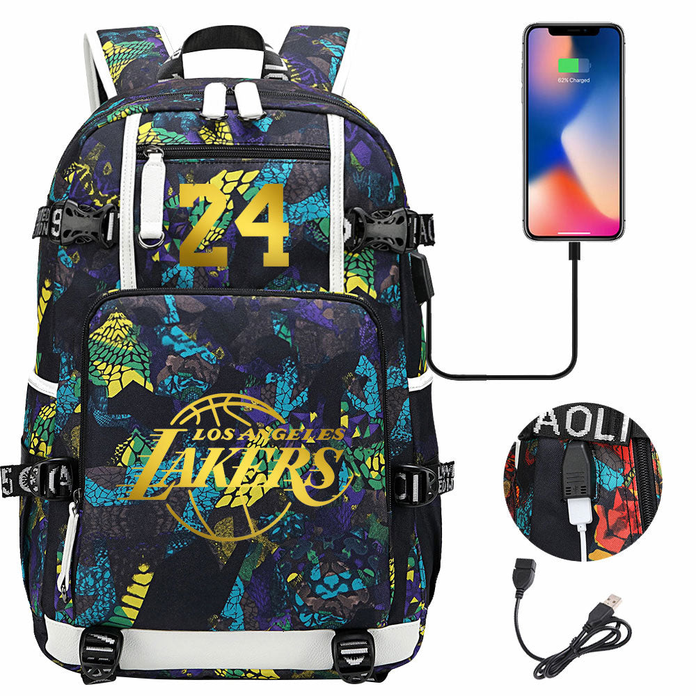 NBA Kobe Bryant NO.24 lakers Sac à dos Teen Boys Junior High School Student Trend Sac d'école de grande capacité Sac à dos de basket-ball de sport Sac à dos de grande capacité étanche sac à dos de voyage de loisirs