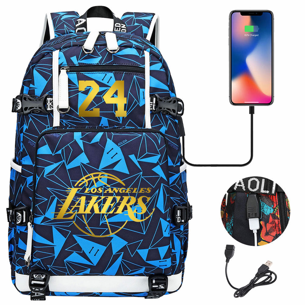 NBA Kobe Bryant NO.24 lakers Sac à dos Teen Boys Junior High School Student Trend Sac d'école de grande capacité Sac à dos de basket-ball de sport Sac à dos de grande capacité étanche sac à dos de voyage de loisirs