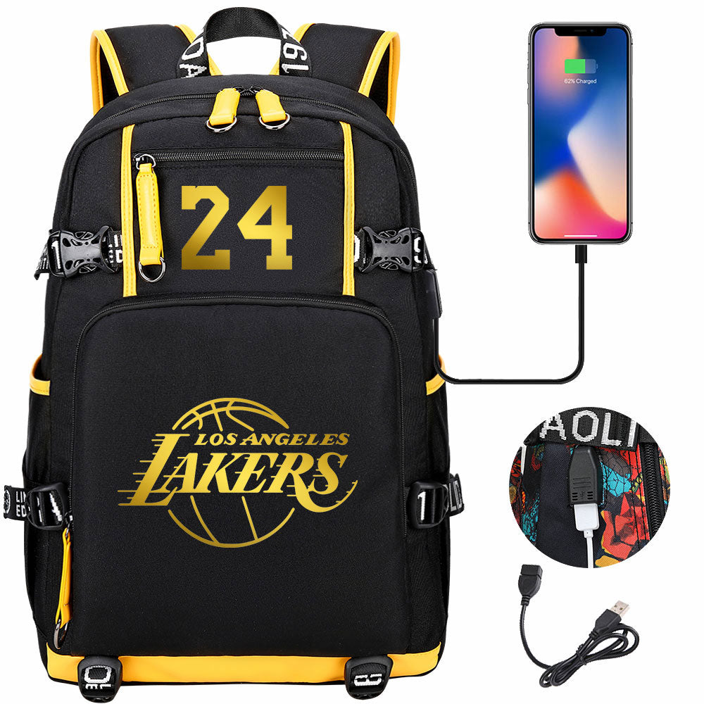 NBA Kobe Bryant NO.24 lakers Sac à dos Teen Boys Junior High School Student Trend Sac d'école de grande capacité Sac à dos de basket-ball de sport Sac à dos de grande capacité étanche sac à dos de voyage de loisirs