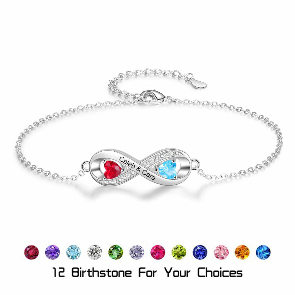 Customised Birthstone Name Engraved Bracelet